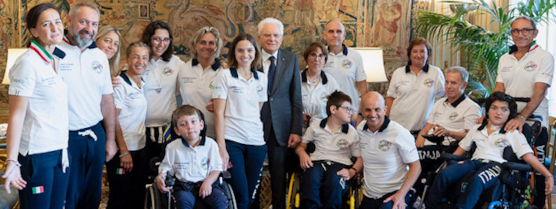 Il Presidente Mattarella riceve il SOD Italia Running Team in occasione dell'esordio come Nazionale italiana ai Campionati Europei di Joëlette in Francia (2019)